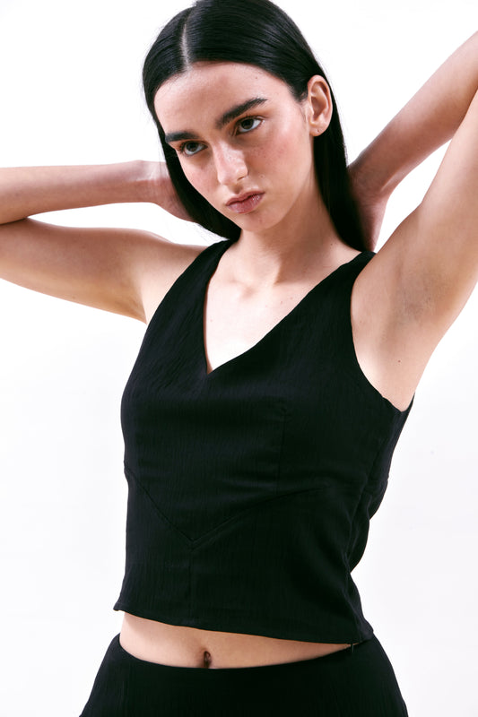 Black V-Neck Top Portofino