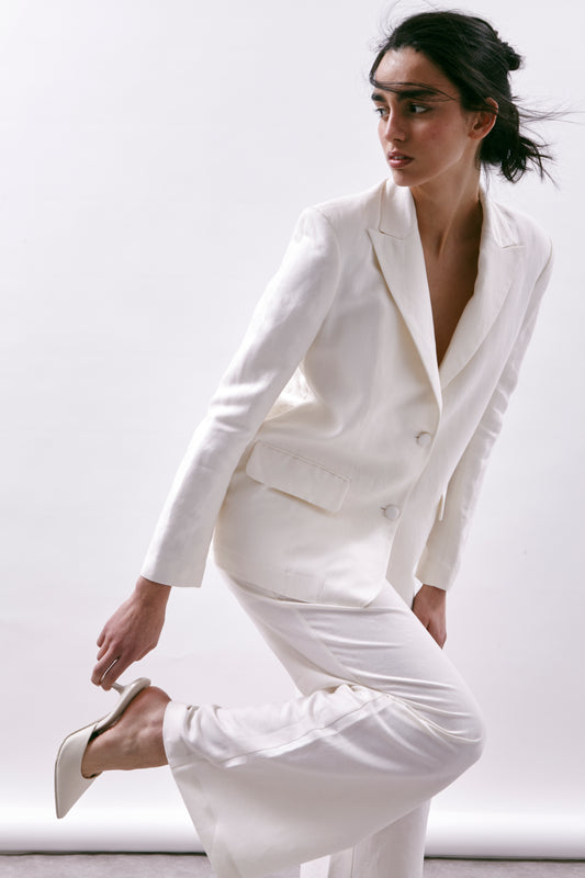 White Linen and Viscose Trousers St. Tropez