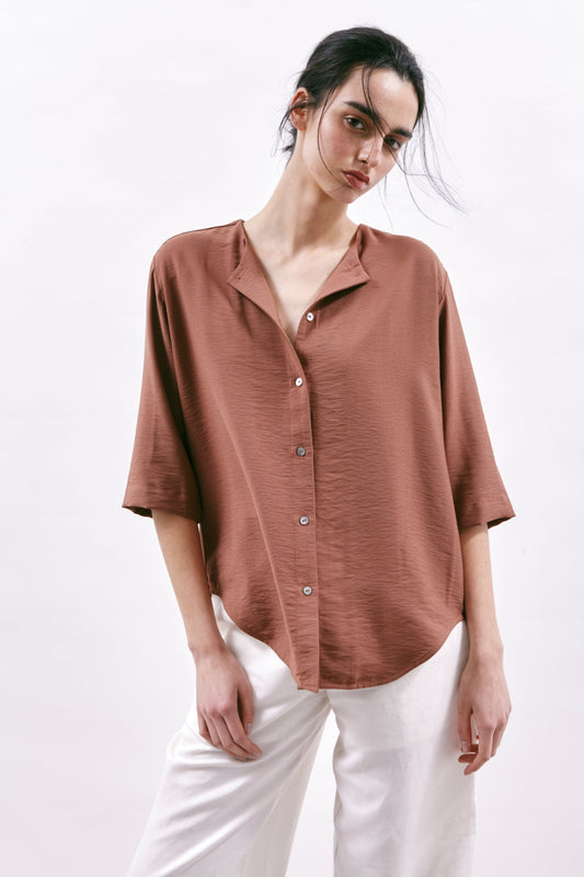 Brown Short-Sleeved Shirt Ibiza