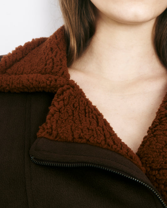 Brown Reversible Shearling Jacket Alexia