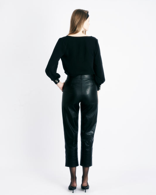 Pantalon Noir en Cuir Vegan Paloma