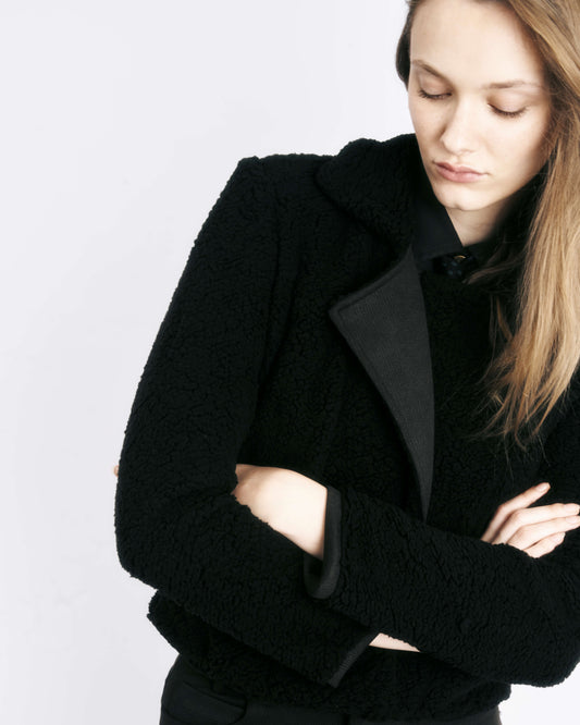 Black Reversible Shearling Jacket Alexia